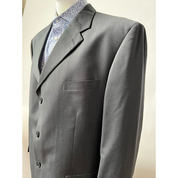 Albert Nipon Mens Suit Jacket Gray Wool Blend Pockets Notch Lapel 44R - Picture 10 of 12